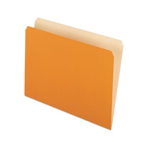 Colored File Folders, Straight Tab, Letter Size, Orange-light Orange, 100-box