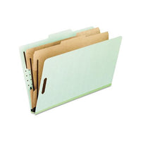 Four-, Six-, And Eight-section Pressboard Classification Folders, 2 Dividers, Embedded Fasteners, Letter Size, Green, 10-box