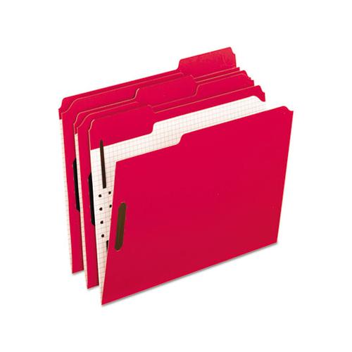 Colored Folders With Two Embossed Fasteners, 1-3-cut Tabs, Letter Size, Red, 50-box