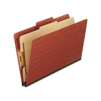 Four-, Six-, And Eight-section Pressboard Classification Folders, 1 Divider, Embedded Fasteners, Legal Size, Red, 10-box