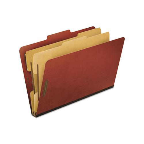 Four-, Six-, And Eight-section Pressboard Classification Folders, 2 Dividers, Embedded Fasteners, Legal Size, Red, 10-box