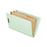 End Tab Classification Folders, 2 Dividers, Legal Size, Pale Green, 10-box