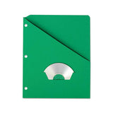 Slash Pocket Project Folders, 3-hole Punched, Straight Tab, Letter Size, Green, 25-pack