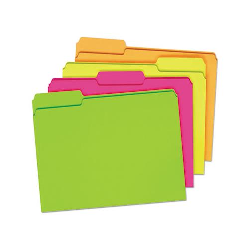 Glow File Folders, 1-3-cut Tabs, Letter Size, Assorted, 24-pack