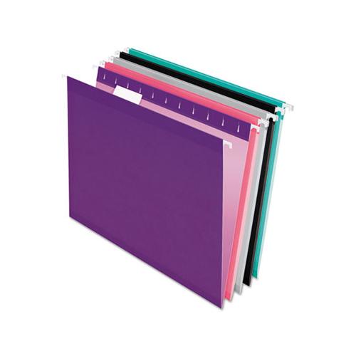 Colored Reinforced Hanging Folders, Letter Size, 1-5-cut Tab, Assorted, 25-box