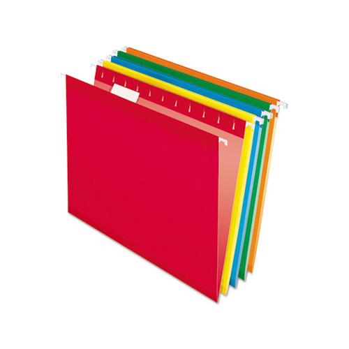 Colored Reinforced Hanging Folders, Letter Size, 1-5-cut Tab, Assorted, 25-box