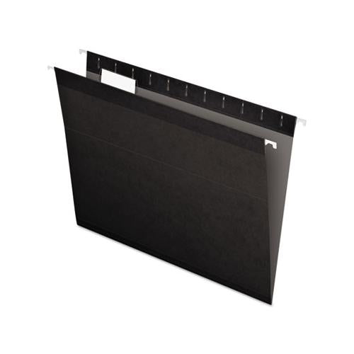 Colored Reinforced Hanging Folders, Letter Size, 1-5-cut Tab, Black, 25-box
