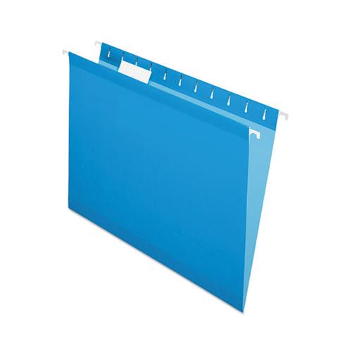 Colored Reinforced Hanging Folders, Letter Size, 1-5-cut Tab, Blue, 25-box