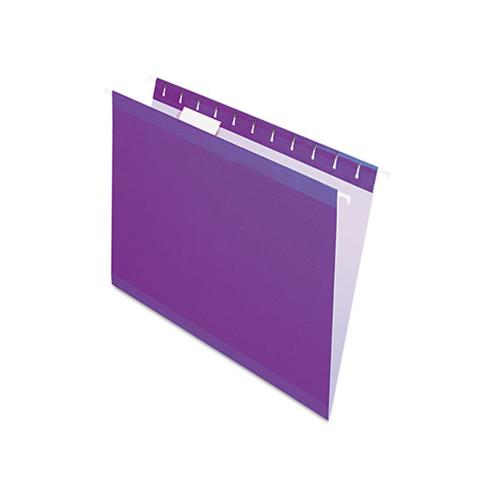 Colored Reinforced Hanging Folders, Letter Size, 1-5-cut Tab, Violet, 25-box