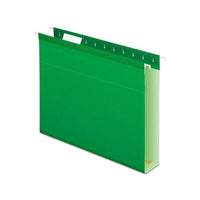 Extra Capacity Reinforced Hanging File Folders With Box Bottom, Letter Size, 1-5-cut Tab, Bright Green, 25-box