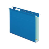 Extra Capacity Reinforced Hanging File Folders With Box Bottom, Letter Size, 1-5-cut Tab, Blue, 25-box