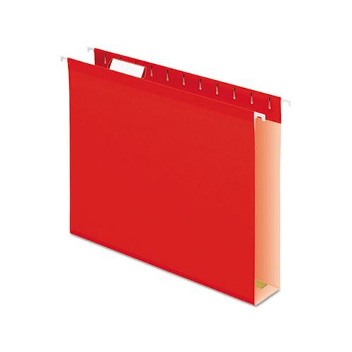 Extra Capacity Reinforced Hanging File Folders With Box Bottom, Letter Size, 1-5-cut Tab, Red, 25-box