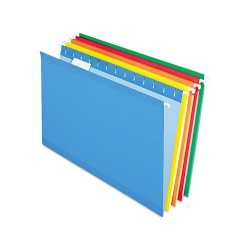 Colored Reinforced Hanging Folders, Legal Size, 1-5-cut Tab, Assorted, 25-box