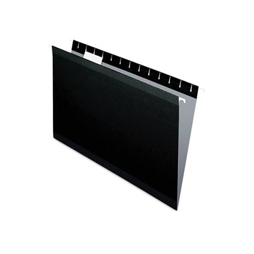Colored Reinforced Hanging Folders, Legal Size, 1-5-cut Tab, Black, 25-box