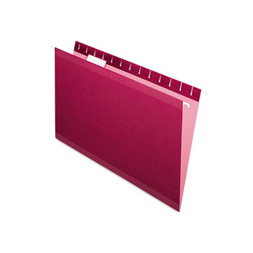 Colored Reinforced Hanging Folders, Legal Size, 1-5-cut Tab, Burgundy, 25-box
