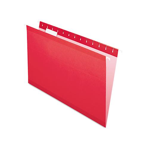 Colored Reinforced Hanging Folders, Legal Size, 1-5-cut Tab, Red, 25-box