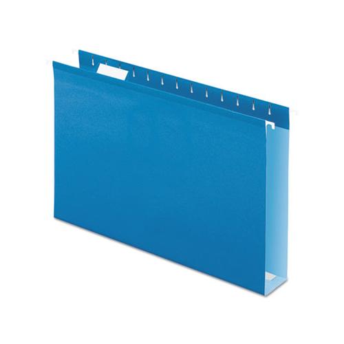 Extra Capacity Reinforced Hanging File Folders With Box Bottom, Legal Size, 1-5-cut Tab, Blue, 25-box