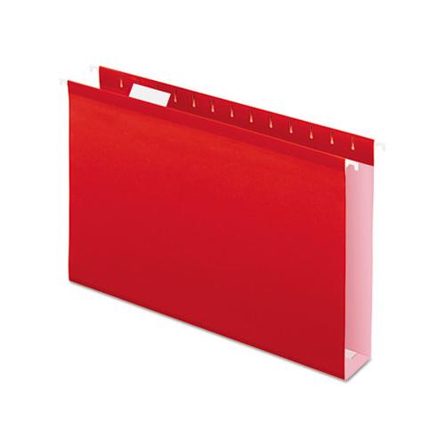 Extra Capacity Reinforced Hanging File Folders With Box Bottom, Legal Size, 1-5-cut Tab, Red, 25-box