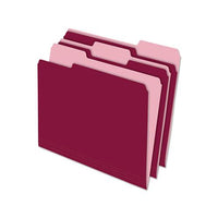 Interior File Folders, 1-3-cut Tabs, Letter Size, Burgundy, 100-box