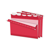 Ready-tab Colored Reinforced Hanging Folders, Letter Size, 1-5-cut Tab, Red, 25-box
