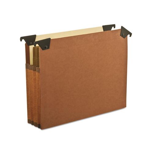 Premium Expanding Hanging File Pockets With Swing Hooks And Dividers, Letter Size, 1-5-cut Tab, Brown, 5-box