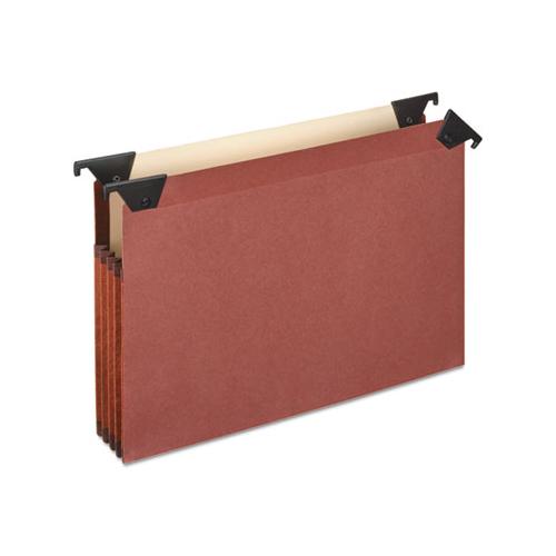 Premium Expanding Hanging File Pockets With Swing Hooks And Dividers, Letter Size, 1-3-cut Tab, Brown, 5-box