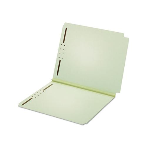 Dual Tab Pressboard Folder With Two Fasteners, Straight Tab, Letter Size, Light Green, 25-box