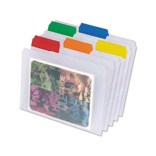 Poly File Folders, 1-3-cut Tabs, Letter Size, Clear, 25-box