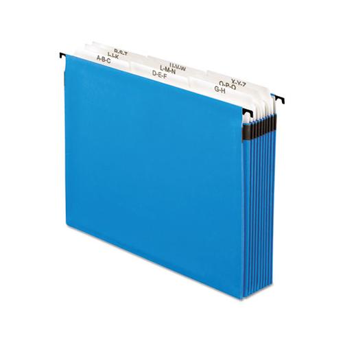 Surehook Nine-section Hanging Folder, Letter Size, 8 Dividers, 1-5-cut Tab, Blue