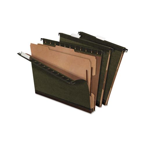 Surehook Reinforced Hanging Divider Folders, 2 Dividers, Letter Size, Green, 10-box