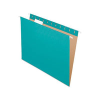 Colored Hanging Folders, Letter Size, 1-5-cut Tab, Aqua, 25-box