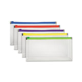 Poly Zip Envelope, Zipper Closure, Assorted, 10.13" X 5.13", 5-pack