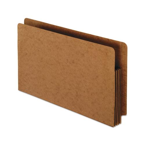Heavy-duty End Tab File Pockets, 3.5" Expansion, Legal Size, Red Fiber, 10-box