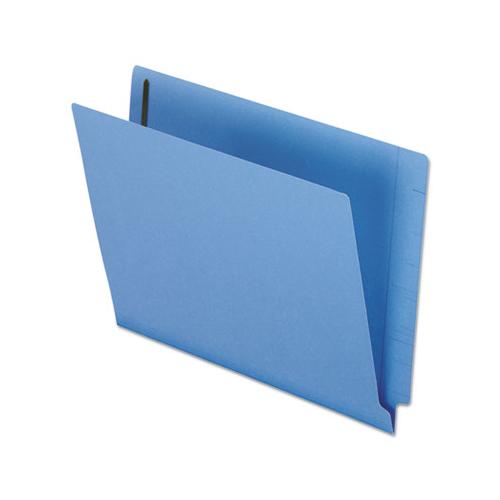 Colored Reinforced End Tab Fasteners Folders, Straight Tab, Letter Size, Blue, 50-box