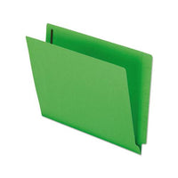 Colored Reinforced End Tab Fasteners Folders, Straight Tab, Letter Size, Green, 50-box