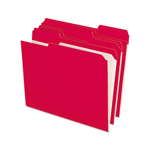 Double-ply Reinforced Top Tab Colored File Folders, 1-3-cut Tabs, Letter Size, Red, 100-box