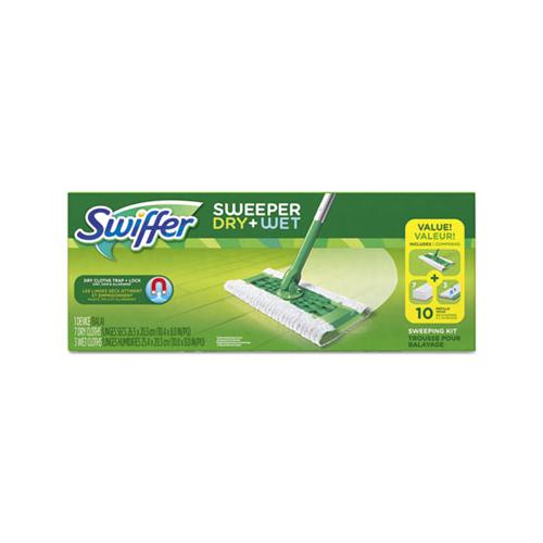 Sweeper Dry + Wet Starter Kit, 46"handle, 10 X 8 Head, Silver-green, 6-carton