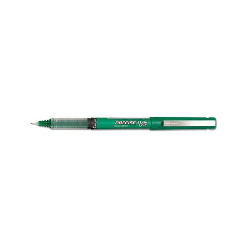 Precise V5 Stick Roller Ball Pen, Extra-fine 0.5mm, Green Ink-barrel, Dozen