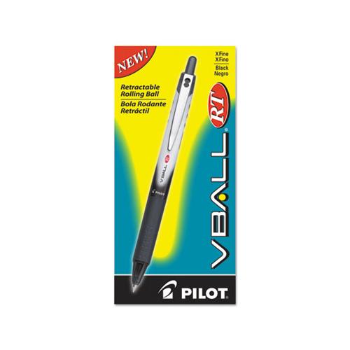 Vball Rt Liquid Ink Retractable Roller Ball Pen, 0.5mm, Black Ink, Black-white Barrel
