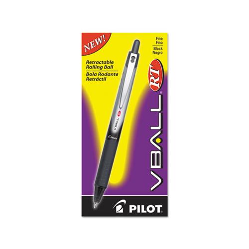 Vball Rt Liquid Ink Retractable Roller Ball Pen, 0.7mm, Black Ink, Black-white Barrel