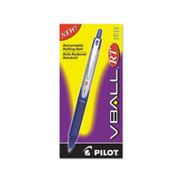 Vball Rt Liquid Ink Retractable Roller Ball Pen, 0.7mm, Blue Ink, Blue-white Barrel