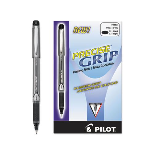 Precise Grip Stick Roller Ball Pen, Extra-fine 0.5mm, Black Ink, Black Barrel