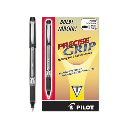 Precise Grip Stick Roller Ball Pen, Bold 1mm, Black Ink, Black Barrel
