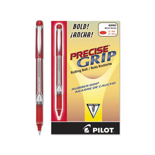 Precise Grip Stick Roller Ball Pen, Bold 1mm, Red Ink, Red Barrel