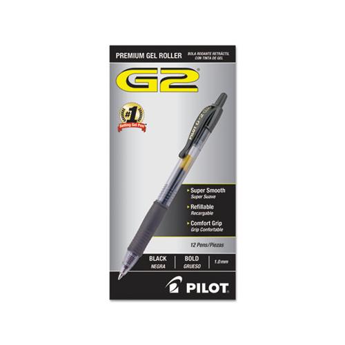 G2 Premium Retractable Gel Pen, Bold 1 Mm, Black Ink, Smoke Barrel, Dozen
