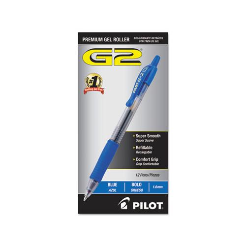 G2 Premium Retractable Gel Pen, 1 Mm, Blue Ink, Smoke Barrel, Dozen