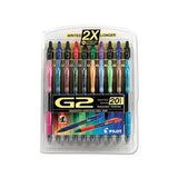 G2 Premium Retractable Gel Pen, Fine 0.7 Mm, Assorted Ink-barrel, 20-set