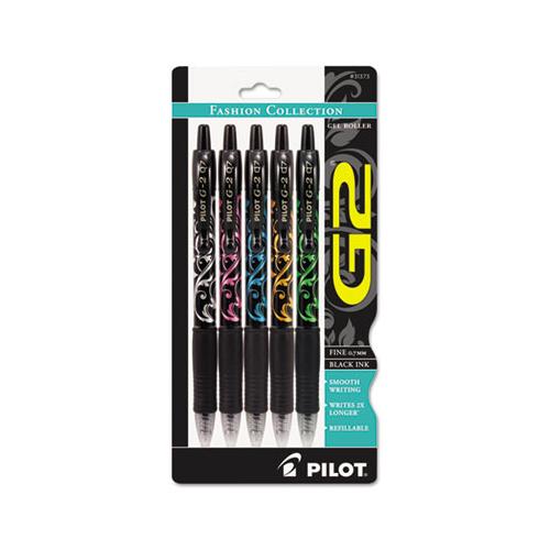 G2 Fashion Premium Retractable Gel Pen, 0.7mm, Black Ink, Assorted Barrel, 5-set