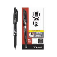 Frixion Ball Erasable Stick Gel Pen, Fine 0.7mm, Black Ink, Black Barrel