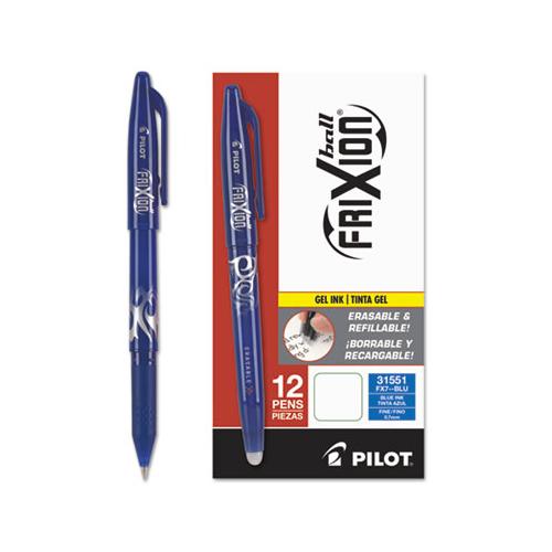 Frixion Ball Erasable Stick Gel Pen, Fine 0.7mm, Blue Ink, Blue Barrel